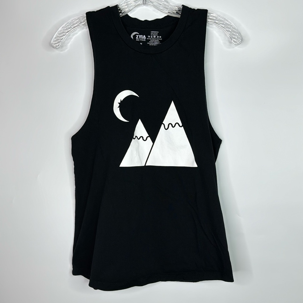 Zyia Active Black Mountain Moon Sleeveless Shirt Medium